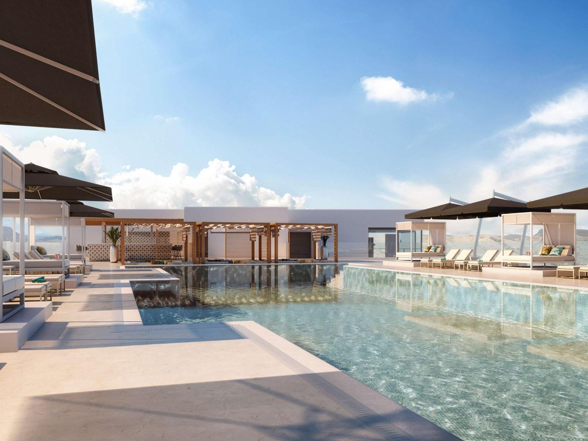 Moevenpick Hotel & Apartments Ghala Maskat Exteriér fotografie The rooftop pool at the hotel